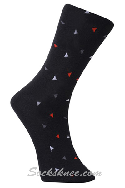 Black Men's Triangle Confetti Blended Dress Socks - Click Image to Close