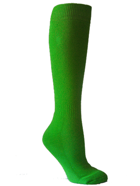 Bright green youth sports knee socks - Click Image to Close