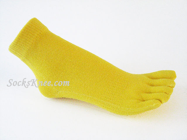 Bright Yellow Ankle High 5Finger Toed Toe Socks