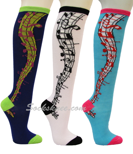 Music Notes/Symbol Knee Socks
