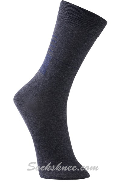 Men's Charcoal Conference Lines Up Cotton Blended Dress Socks - Click Image to Close