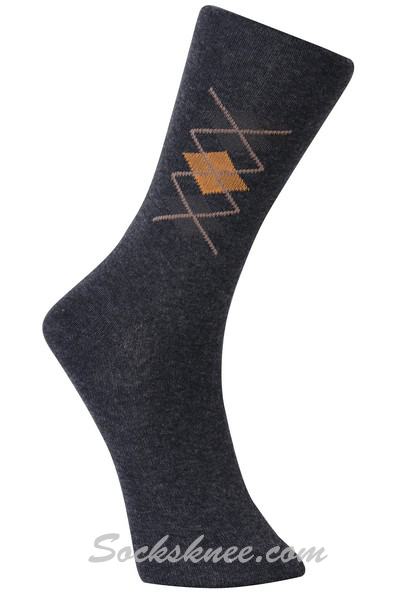 Charcoal Men's Diamond Blended Dress Socks - Click Image to Close