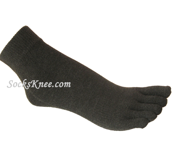 Charcoal Gray/Dark Grey Ankle High 5Finger Toes Toe Socks - Click Image to Close