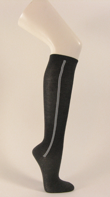 Charcoal dark gray knee socks with Vertical stripe - Click Image to Close