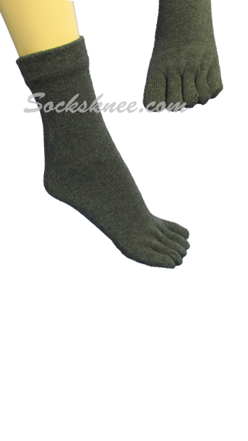 Charcoal Thick 5 Finger Winter Toe Sock, Quarter ~ Midcalf - Click Image to Close