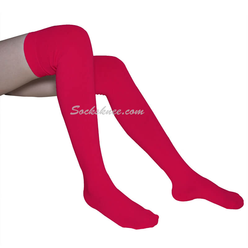 Hot pink Over knee Thigh high boot socks - Click Image to Close