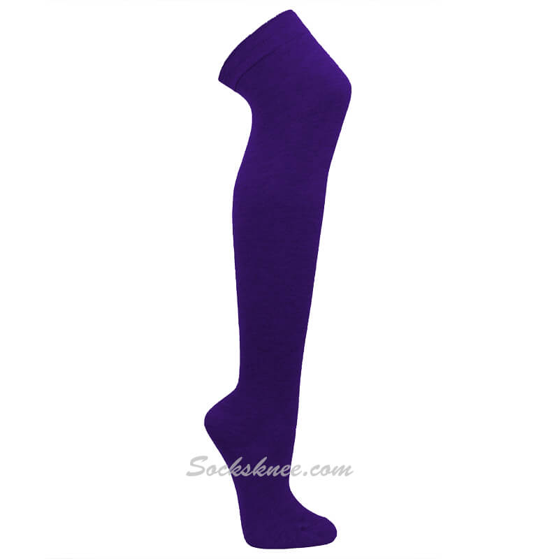 Purple Women Over knee Thigh high boot socks - Click Image to Close