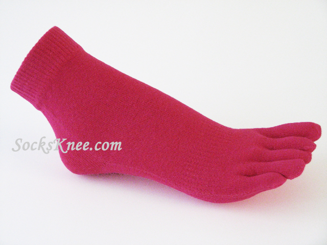 Hot Pink Ankle High 5Finger Toed Toe Socks - Click Image to Close