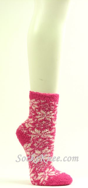 Hot Pink Fuzzy Sock for Women - Click Image to Close