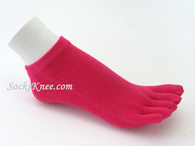 Hot Pink No Show/Low Cut Length Toe Toe Socks - Click Image to Close