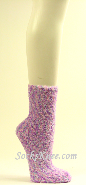 Lavender Purple Fuzzy Sock for Women - Click Image to Close