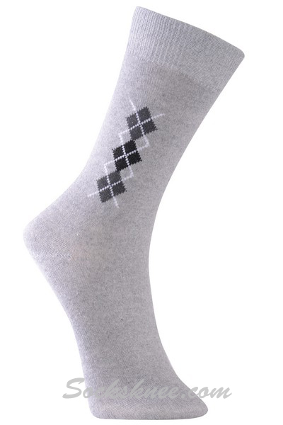 Light Gray Charcoal Black Mens Mini Diamond Mid Calf Dress socks - Click Image to Close