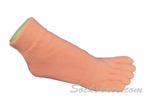Light Pink Winter Thick Ankle High 5 Finger Toe Socks - Click Image to Close