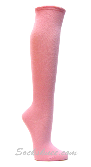 Light Pink womens fashion casual knee socks - Click Image to Close