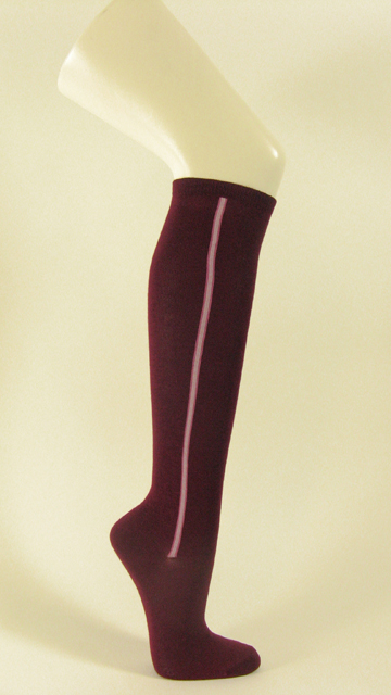 Maroon knee socks with Vertical stripe - Click Image to Close