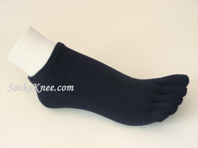 Navy Blue No Show Length Toed Toe Socks - Click Image to Close
