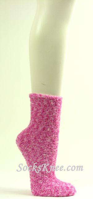 Pink Hotpink Fuzzy Sock for Women - Click Image to Close