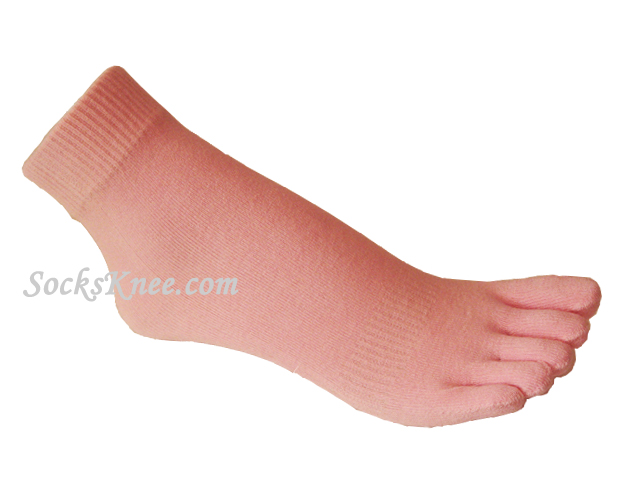 Light Pink Ankle High 5Fingers Toes Toe Socks - Click Image to Close
