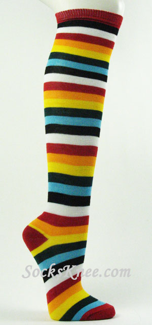 Black, Yellow, Red stripes on White knee high socks for Women Black, Yellow,  Red stripes on White knee hi socks : Zen Cart!, The Art of E-commerce