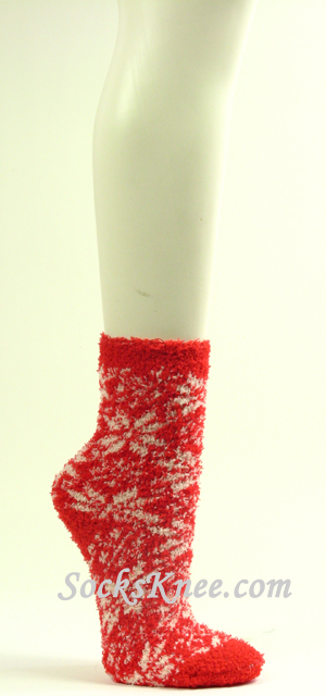 Red Fuzzy Sock for Women - Click Image to Close