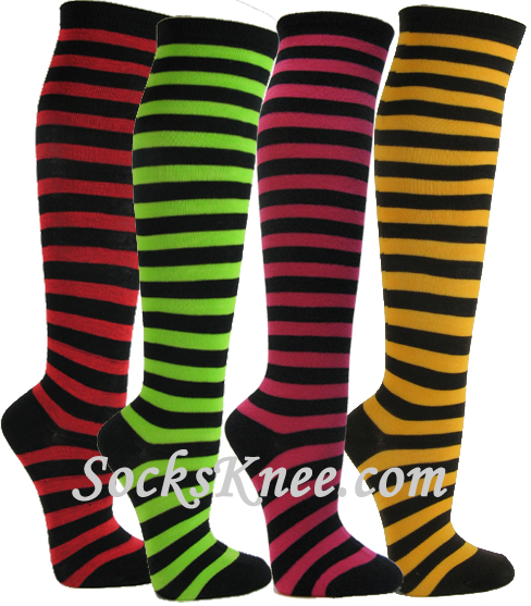 OVER THE KNEE FASHION SOCKS IN MANY COLOURS BLACK, GREY, WHITE, NAVY,RED,GREEN 