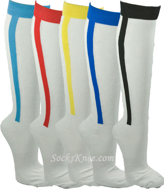 Vertical stripe sport knee socks