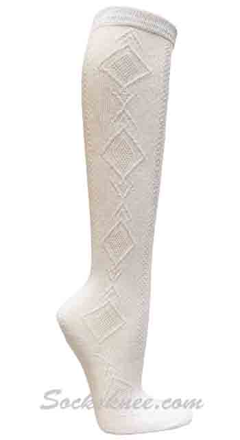White womens fashion casual dress knee socks - Click Image to Close