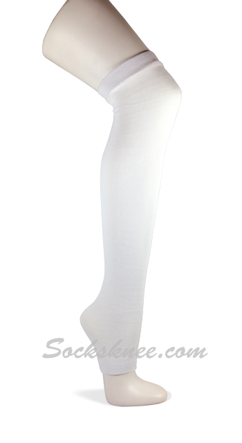 Womens Lady's White Thigh High 24 inch Leg Warmer - Click Image to Close