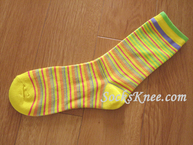 Yellow Striped Crew Socks for Women - Click Image to Close